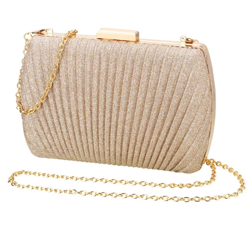 Mastyle® Mini Glitter Clutch Handbag For Women With Pleated And Chain Strap