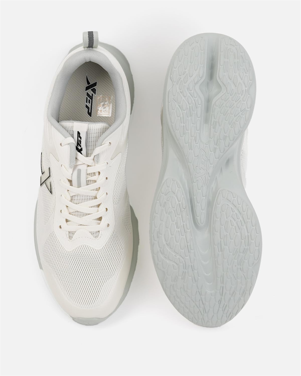 XTEP Mass Life Series Textile Upper IP Outsole Running Shoes for Men, Canvas White/Gray