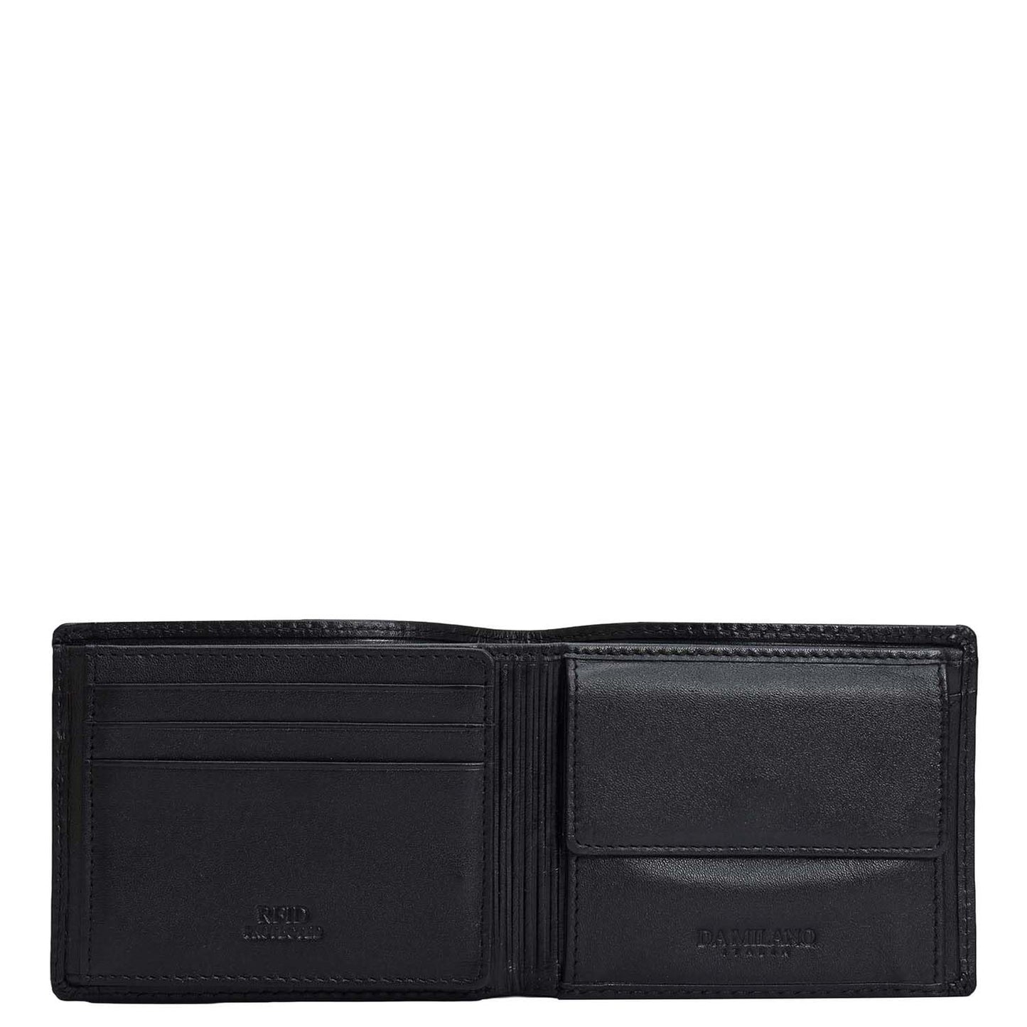 Da Milano RFID Protected Leather Wallet for Men with Card Slot - Black (MW-0081A-OL)
