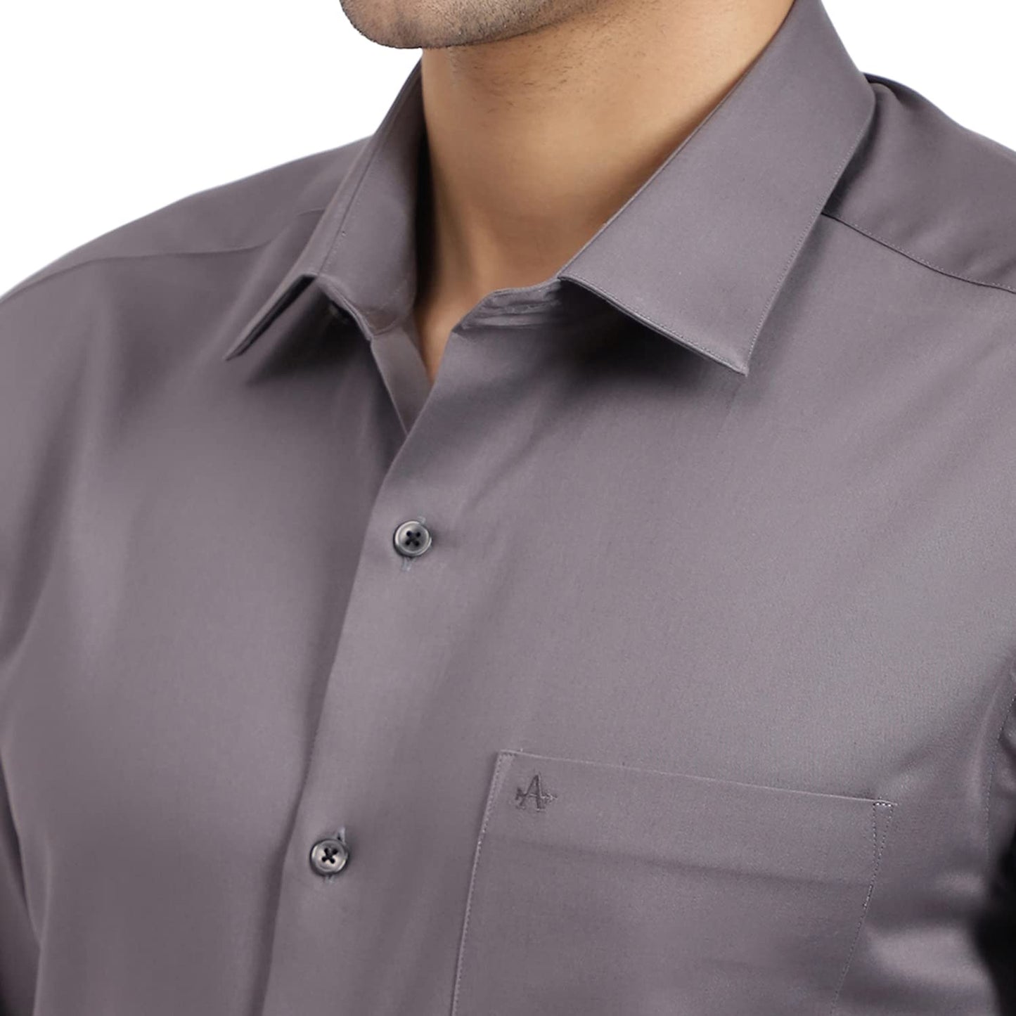 Arrow Men's Grey Solid - Cutaway Collar Full Sleeves Formal Shirt with Chest Pocket | Cotton Fabric | Slim Fit