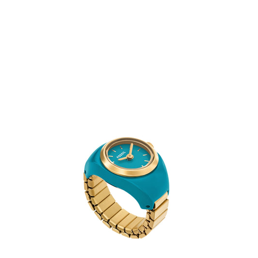 Fossil Womens Watch Ring Gold Quartz Stainless Steel Watch ES5415