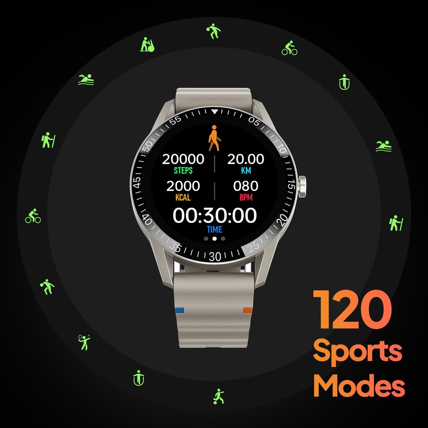 Fire-Boltt Talk Bluetooth Calling Smartwatch, 1.39" TFT Display with Dual Button, Hands On Voice Assistance, 120 Sports Modes, in Built Mic & Speaker (Talk, Beige)