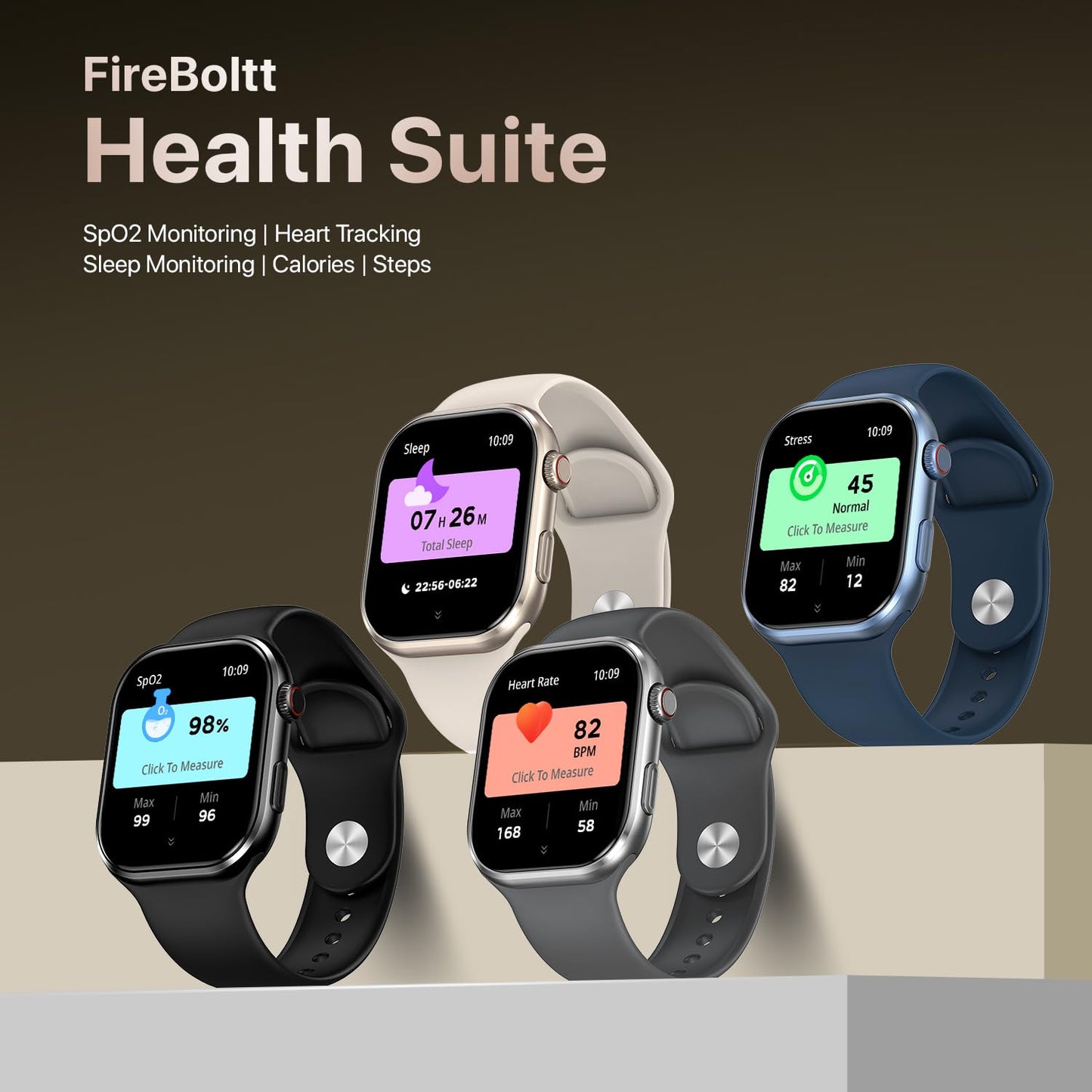 Fire-Boltt Brillia Smart Watch with 51.3mm (2.02 inch) AMOLED Display, Bluetooth Calling, SpO2, Heart Rate Monitoring, 120+ Sports Modes (Brillia, Beige)