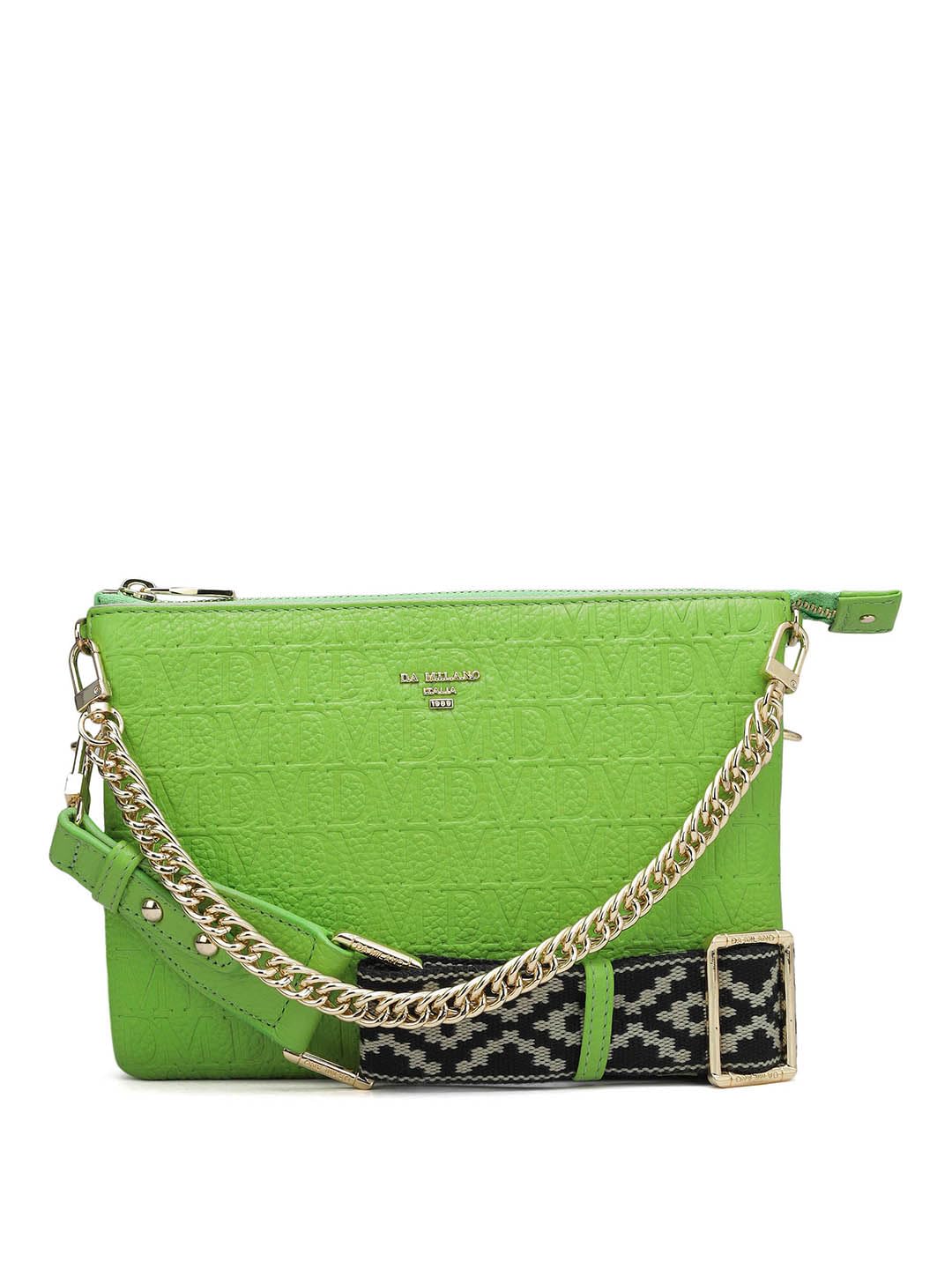Da Milano Genuine Leather Green Sling Bag (01267) (Small)