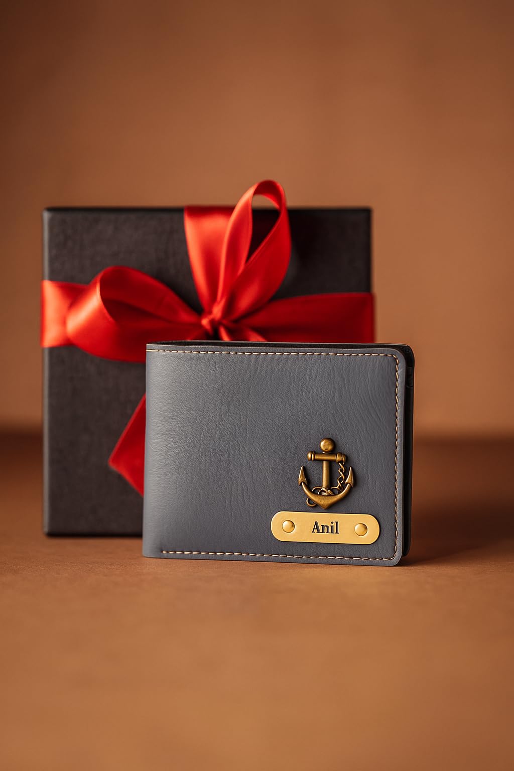 The Bae Gift Men Leather Personalized Wallet I Customized Slim Stylish Purse with Name & Charm I Unique Birthday Anniversary Gift Love Husband Employees Clients