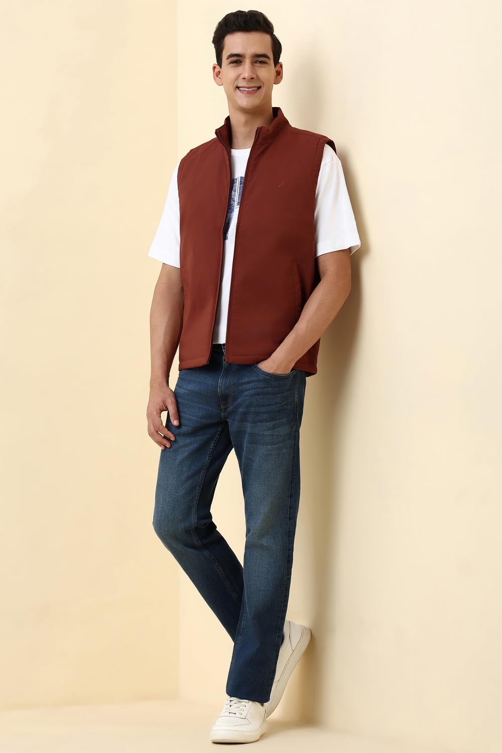 Allen Solly Men's A-Line Coat (ASJKCUGLFN55919_Orange