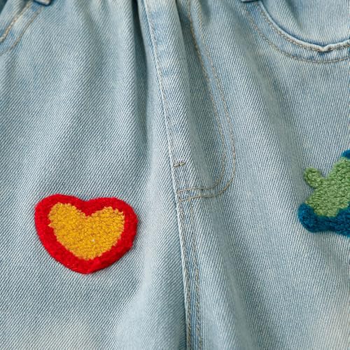 Hopscotch Girls Regular Fit Blue Vehicle Print Jeans for Ages (7-8 Years)