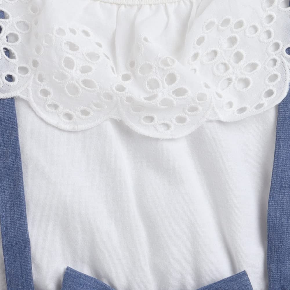 Hopscotch Girls Knee Length Casual Dresses in White Color for Ages 4-5 Years