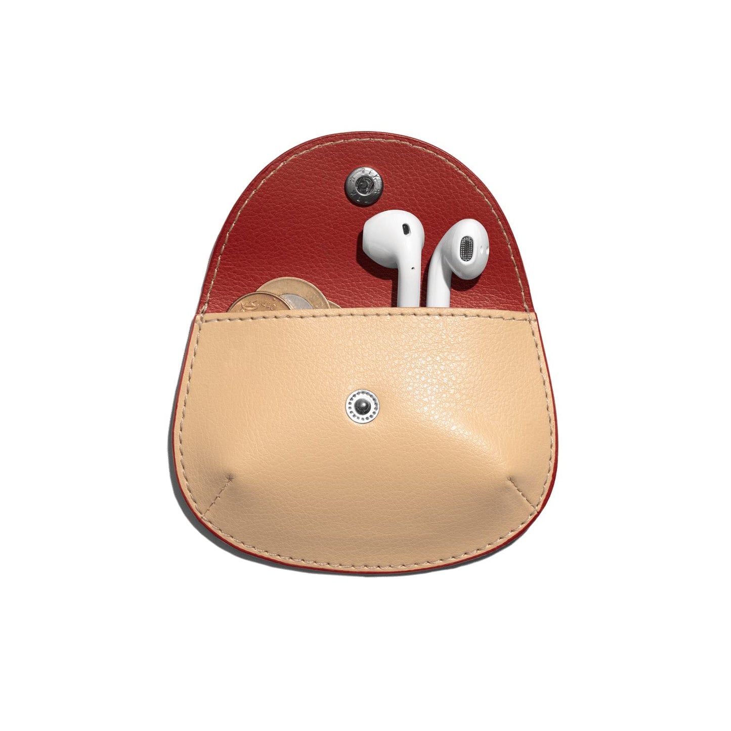 DailyObjects Pellet Cable/Coin Wallet | Multipurpose Faux Leather Wallet/Clip Organiser/Cable Holder/Coin Wallet - Red