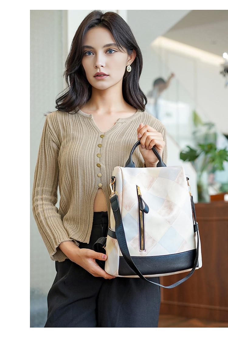 MOCA Womens Girls Backpack Anti-theft Handbag Ladies Shoulder Bag School Bag Stylish Casual Daypacks Lightweight Rucksack for Outdoor Travel School Campus Shopping Bag for women Girl (Pastel Mosaic)