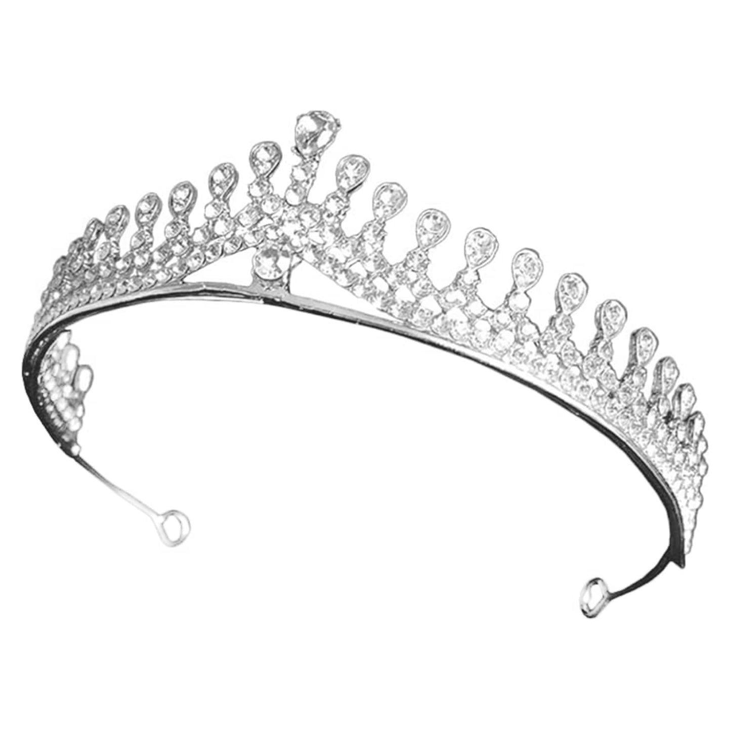 Peora Silver Plated Cubic Zirconia & Crystal Studded Princess Tiara Crown for Girls & Women Birthday Gift Hair Accessories