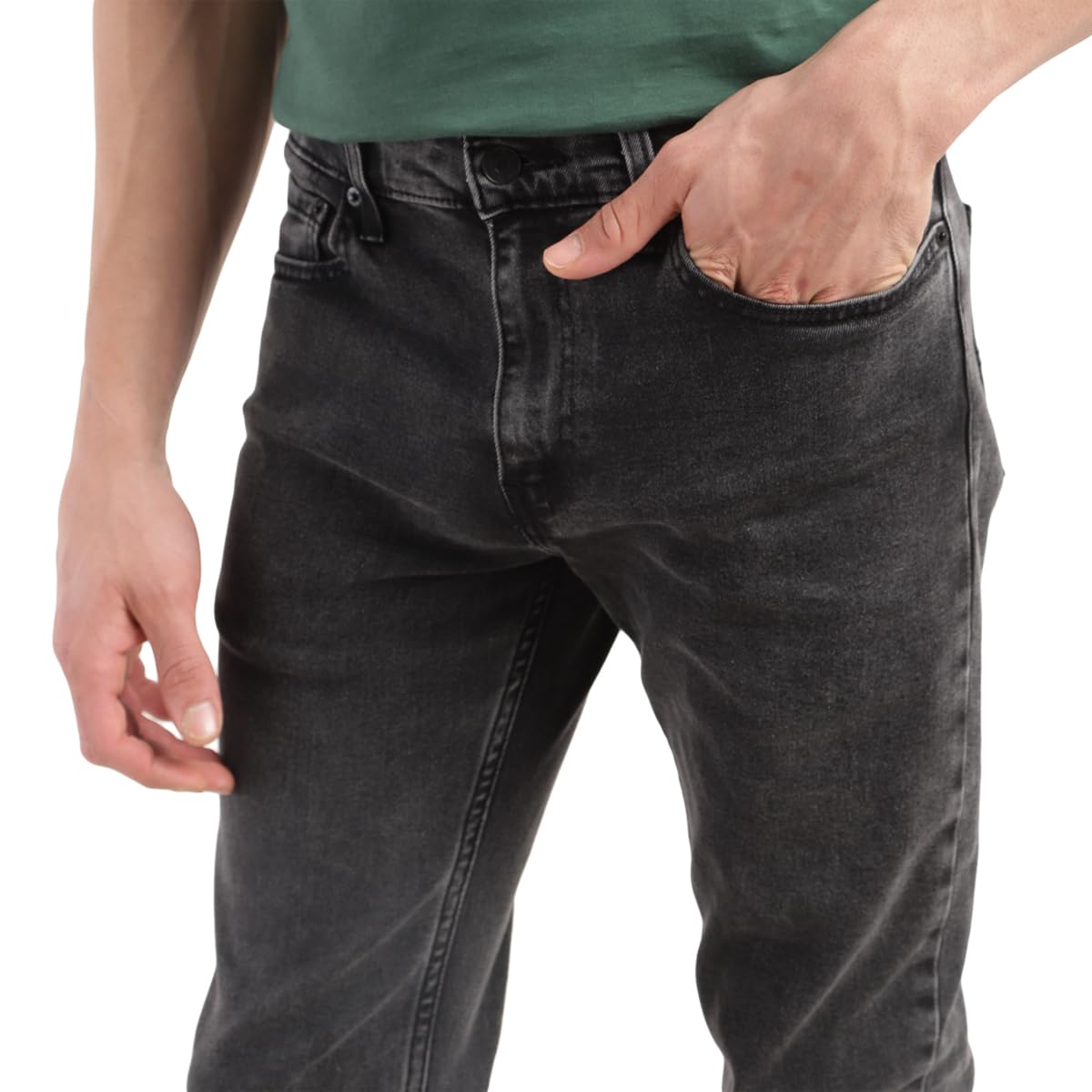 Levi's Men's 511 Slim Fit Mid-Rise Light Fade Stretchable Jeans Black Grey
