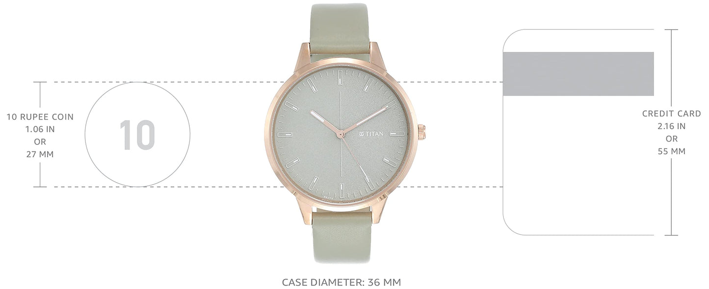 Titan Women's Precision Simplicity Analog Watch: Green Gradient Dial with Leather Strap-NS2648WL01/NT2648WL01