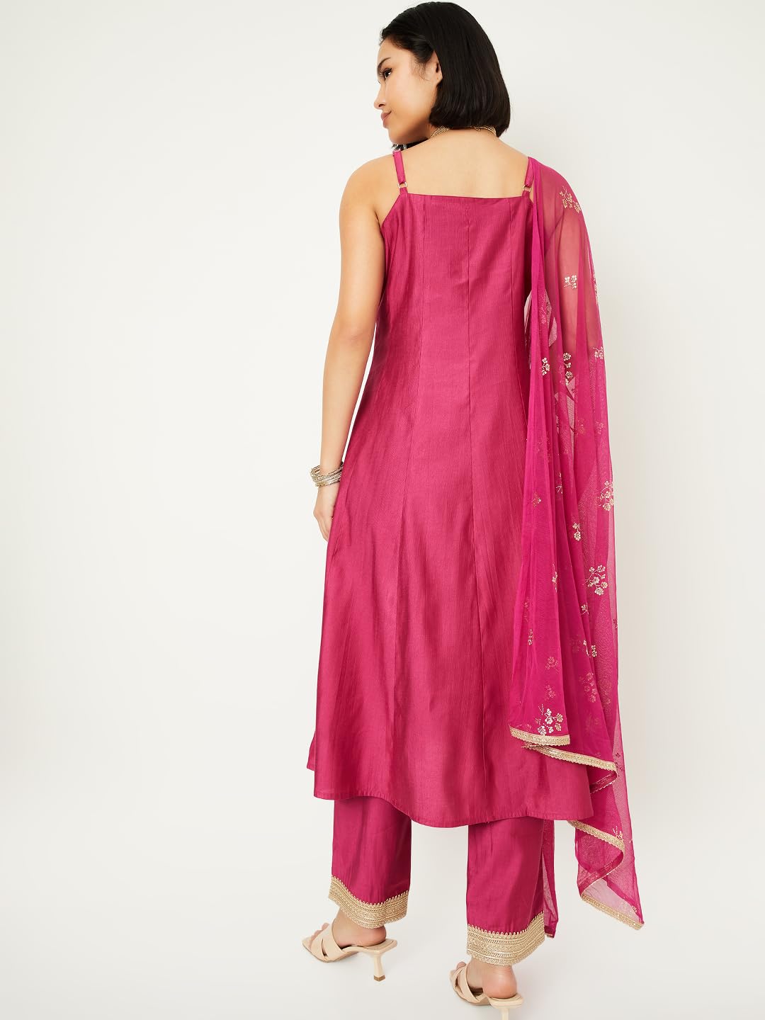 Max Women's Polyester Blend Kurta Set (COPJ52003B_Pink