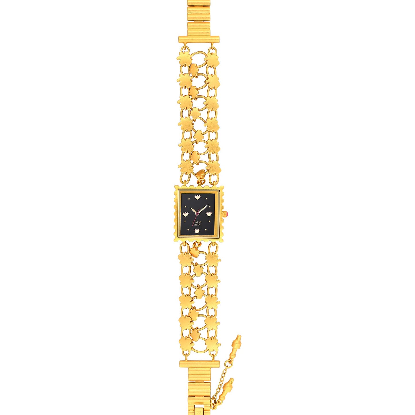Titan Raga X Masaba Quartz Analog Black Dial Gold Metal Strap Watch for Women - NT95173YM01