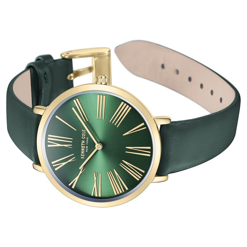 Kenneth Cole Quartz Analog Green Dial Green Leather Strap Watch for Women-KCWLA0027303LD