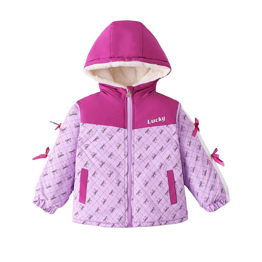 Hopscotch Girls Full Sleeves All Over Print Print Purple Jackets For Ages (7-8 Years)