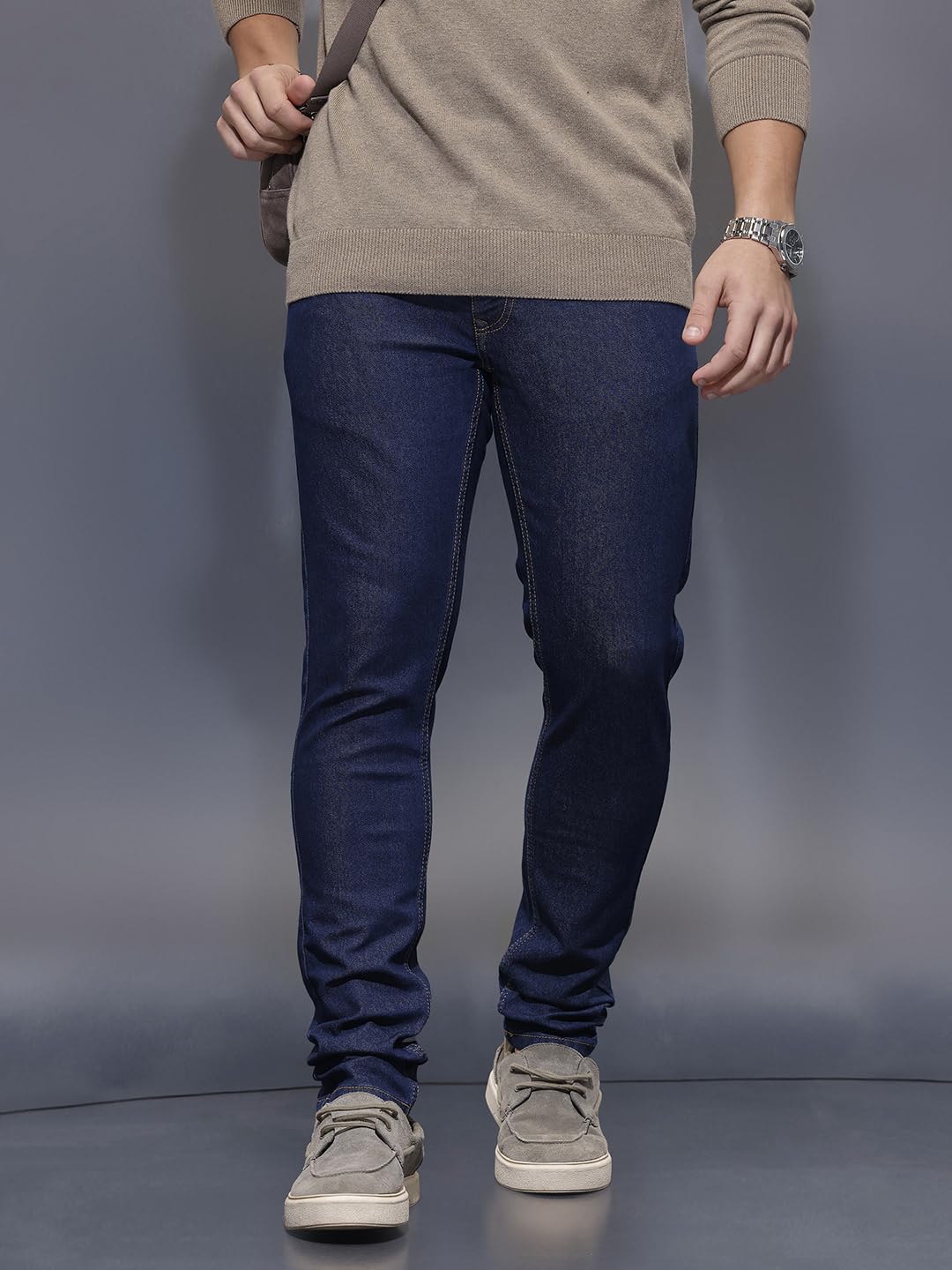 WROGN Men's Cotton Stretch Jeans | Solid | Skinny Fit | Black | 30