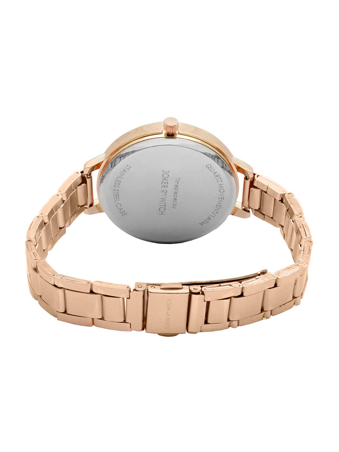 Joker & Witch Stainless Steel Women Time Travel Analog Watch Bracelet Stack (Rose Gold ), Black Dial, Rose Gold Band