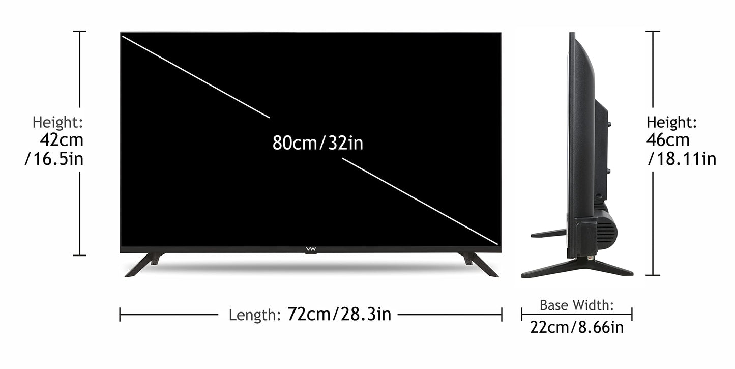 VW 80 cm (32 inches) Playwall Frameless Series HD Ready Android Smart LED TV VW3251 (Black)