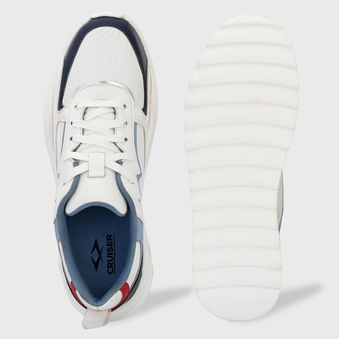 Cruiser Men's Dexter White-Blue Chunky Sneakers_11 UK (2513-2)