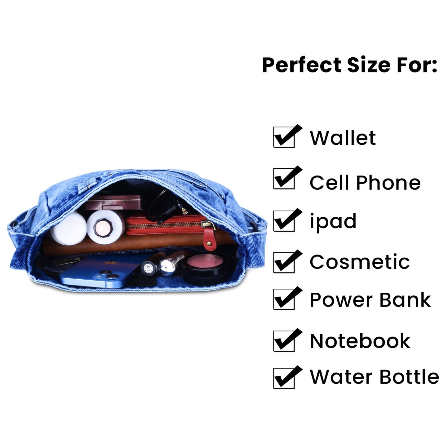 ZAINTO® Light Blue Denim Sling Bag for Women | Stylish Small Crossbody Shoulder Bag for Daily, Office & Casual Use | Eco-Friendly Premium Fabric | Casual Fashion Purse with Pocket Detailing