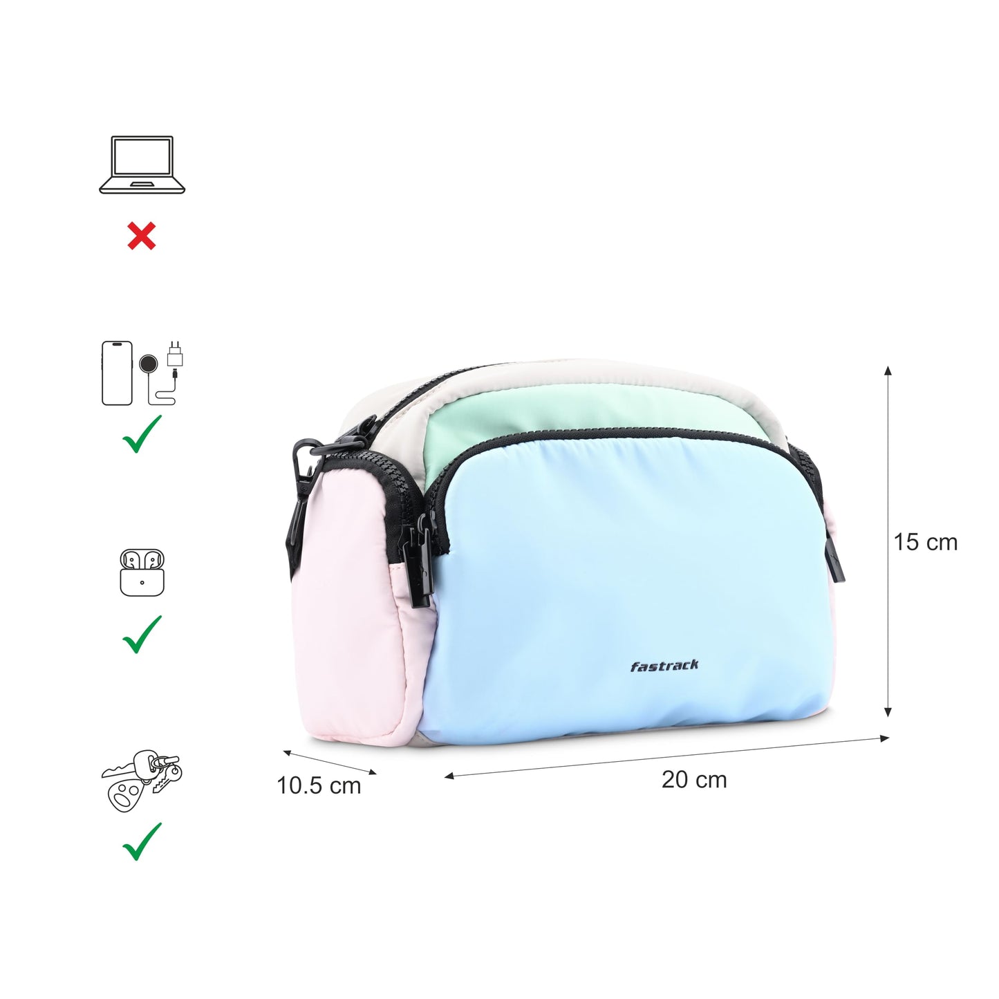 Fastrack Nylon Navigator Crossbody Sling | Nylon Women's Handbags | Sling for Casual Carry