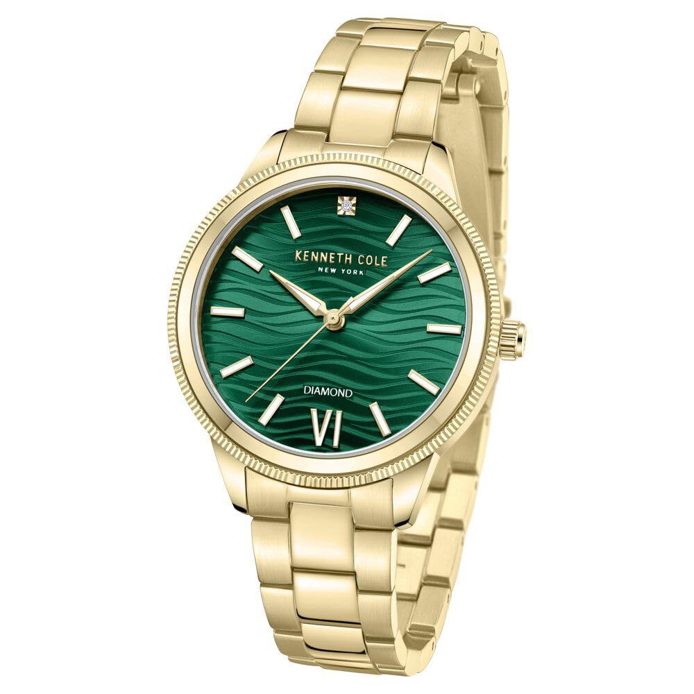 Kenneth Cole Quartz Analog Green dial Metal Strap Watch for Women-KCWLG0017703LD