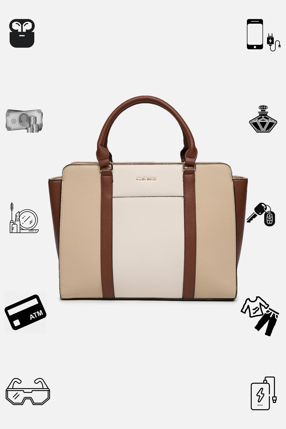 Allen Solly Women Colourblocked And Textured Laptop Handbag