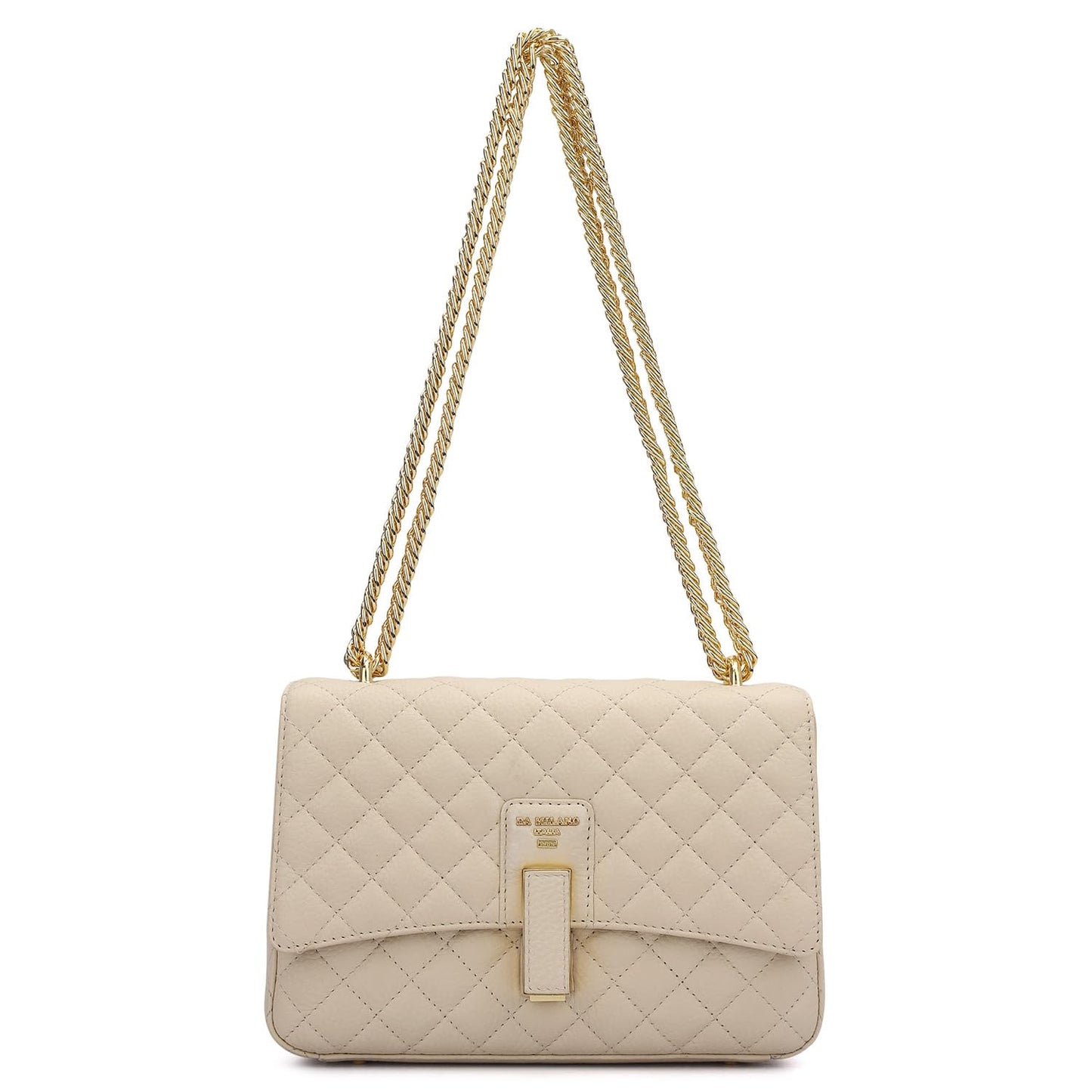 Da Milano Leather Shoulder Bag for Women - White (Small)