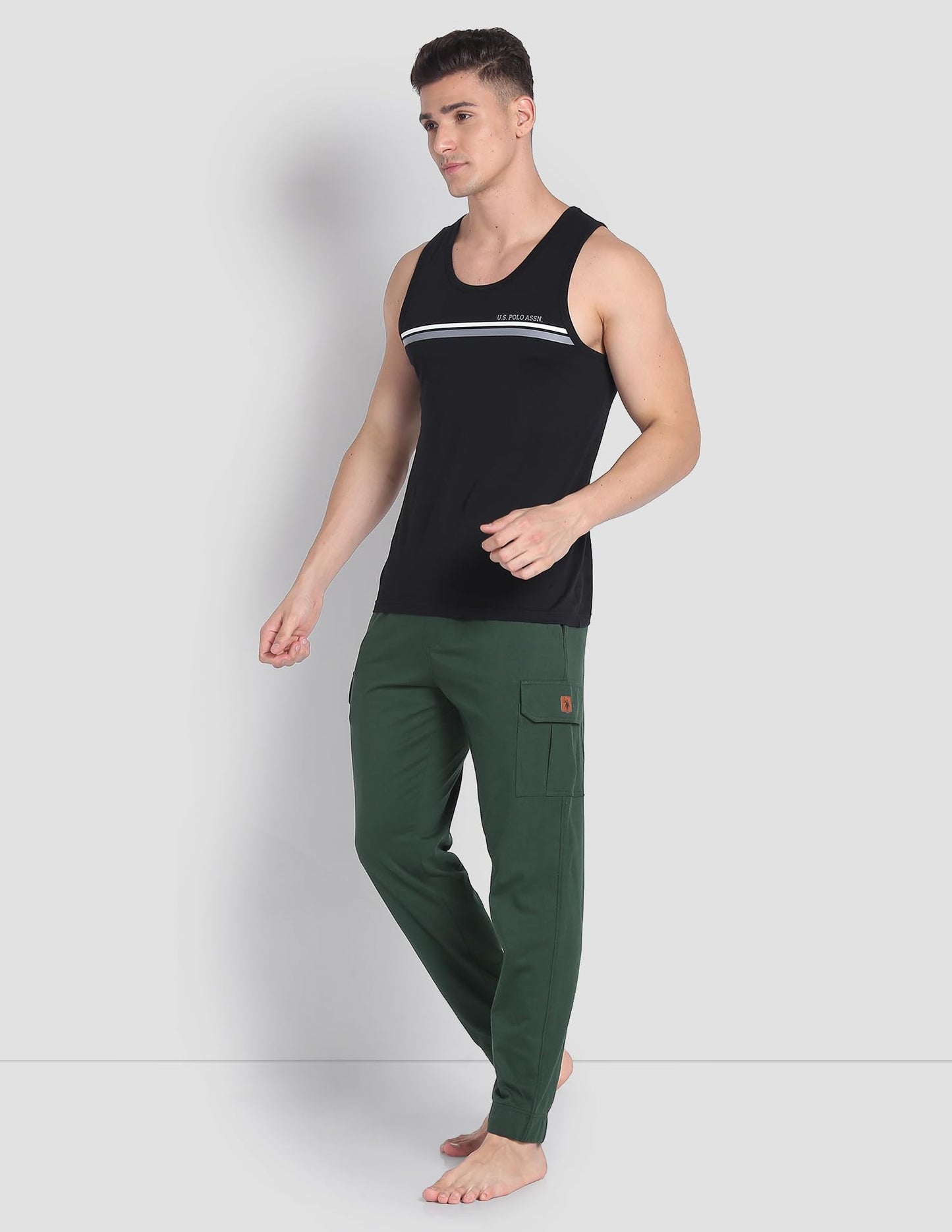 U.S. POLO ASSN. Men's Mid Rise Regular Fit Joggers (Pack of 1) Bottle Green L