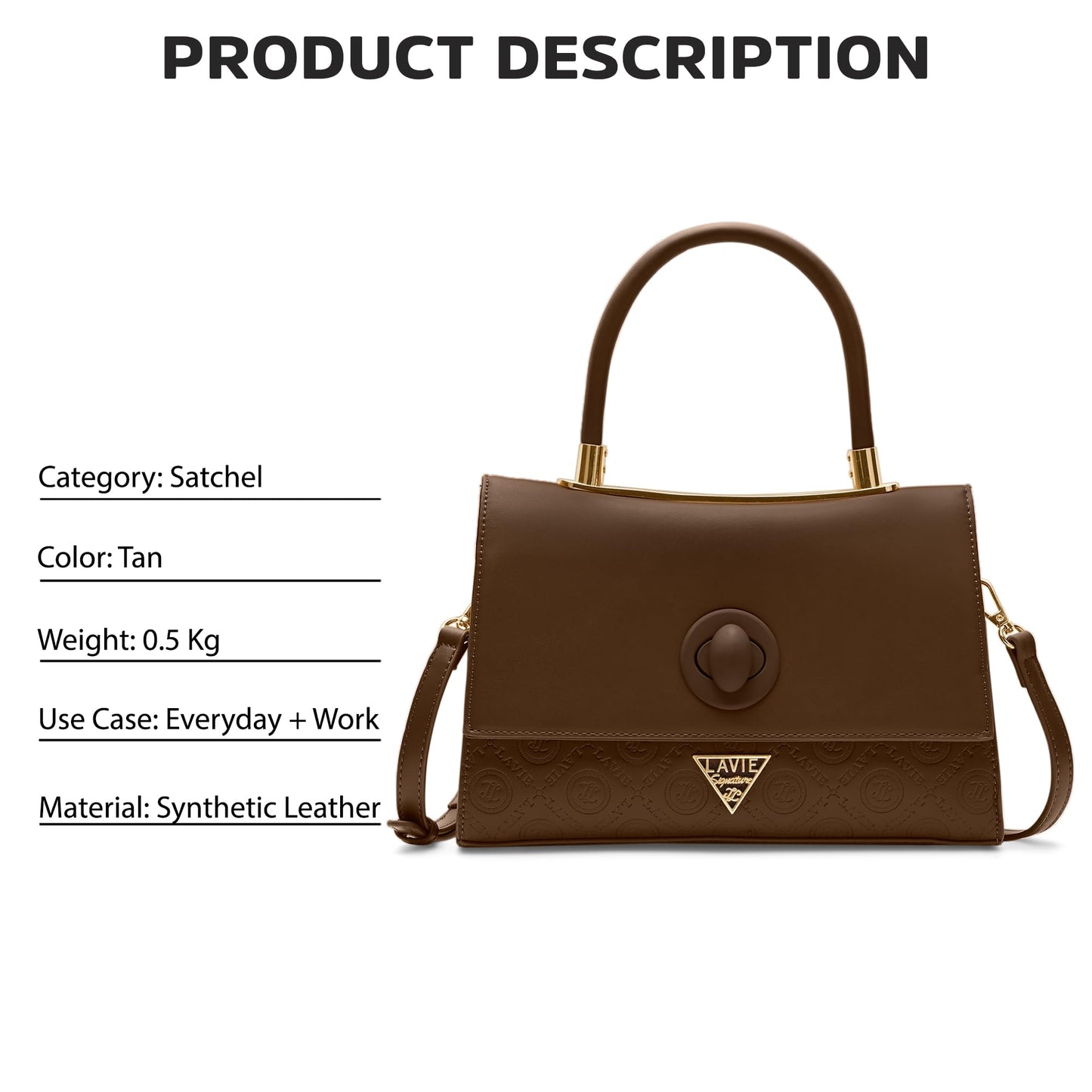 Lavie Signature Women's Charlotte Flap Satchel Handbag for Women | Satchel Bag for Work | Ladies purse | Stylish Shoulder Bag | Gift For Women