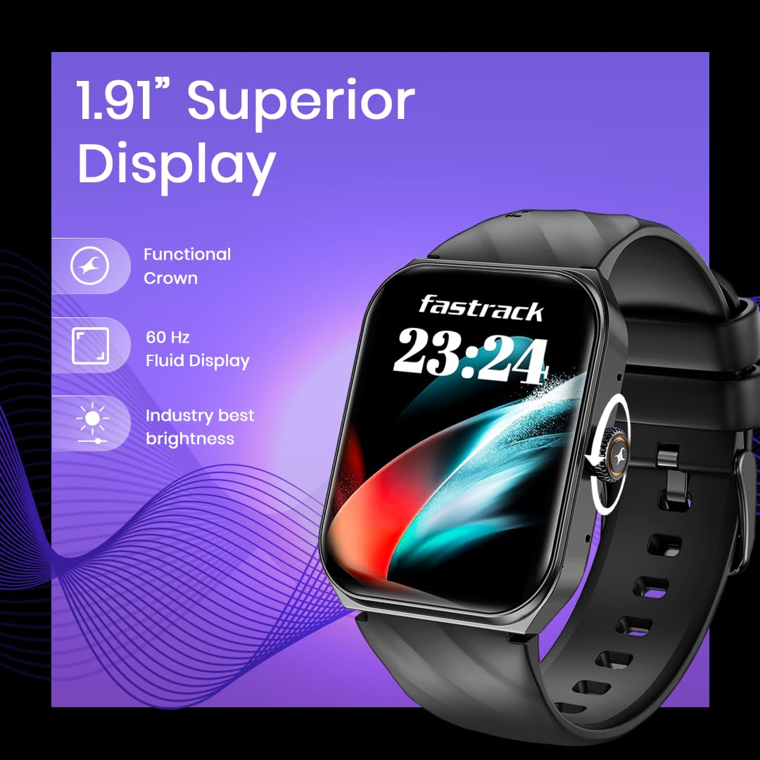 Fastrack Limitless X2 Smart Watch, 1.91" Ultravu with Rotating Crown, 60 Hz Refresh Rate, Advanced Chipset, Singlesync BT Calling, 100+ Sports Mode & Smartwatch Faces, IP68, Teal
