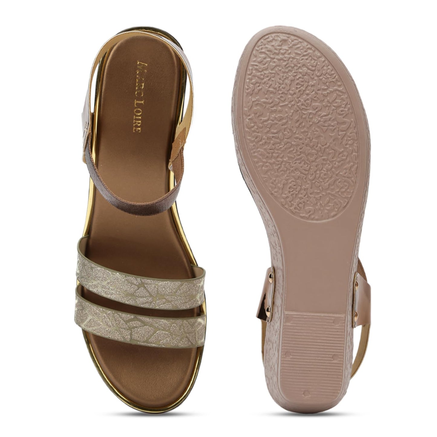 Marc Loire Women Open Toe Double Straps Platform Heels (Copper, Numeric_5)