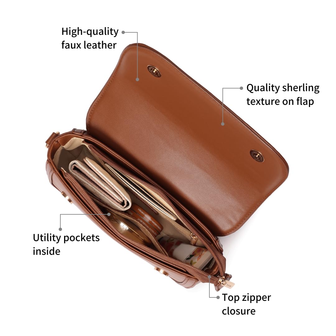 Fastrack Sherpa-Panel Sling Bag for Women | Faux Leather Crossbody with Zipper Closure, Gold Hardware and Detachable Strap | Compact Textured Bag for Casual and Evening Outfits