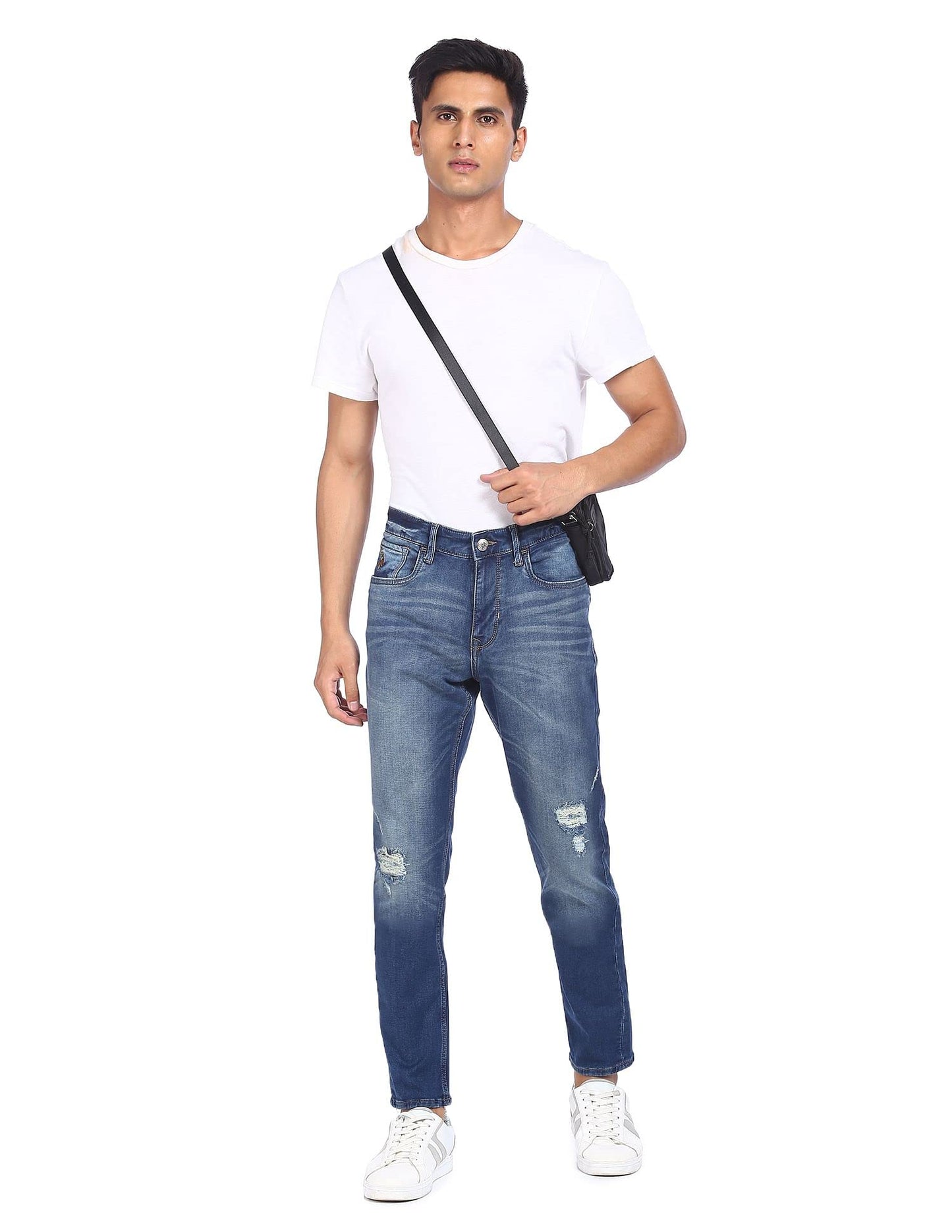 U.S. POLO ASSN. Men's Slim Mid Rise Jeans (UDJENO0370_Blue_32)