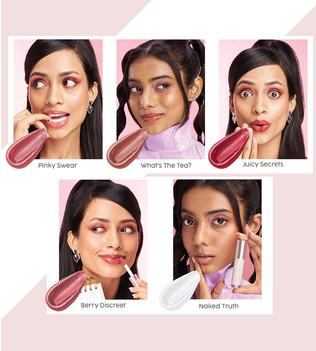 House Of Makeup Non-sticky gloss | High-shine lip gloss for pigmented lips | Lip gloss with hyaluronic acid | Zero stickiness (What's The Tea)