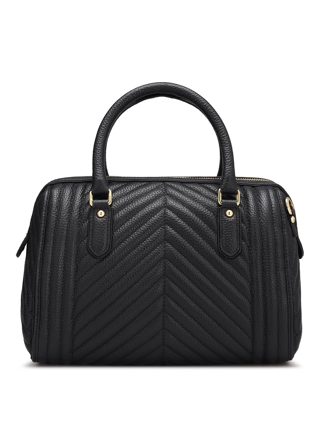 Da Milano Genuine Leather Black Satchel (Medium) (4459A-OL)