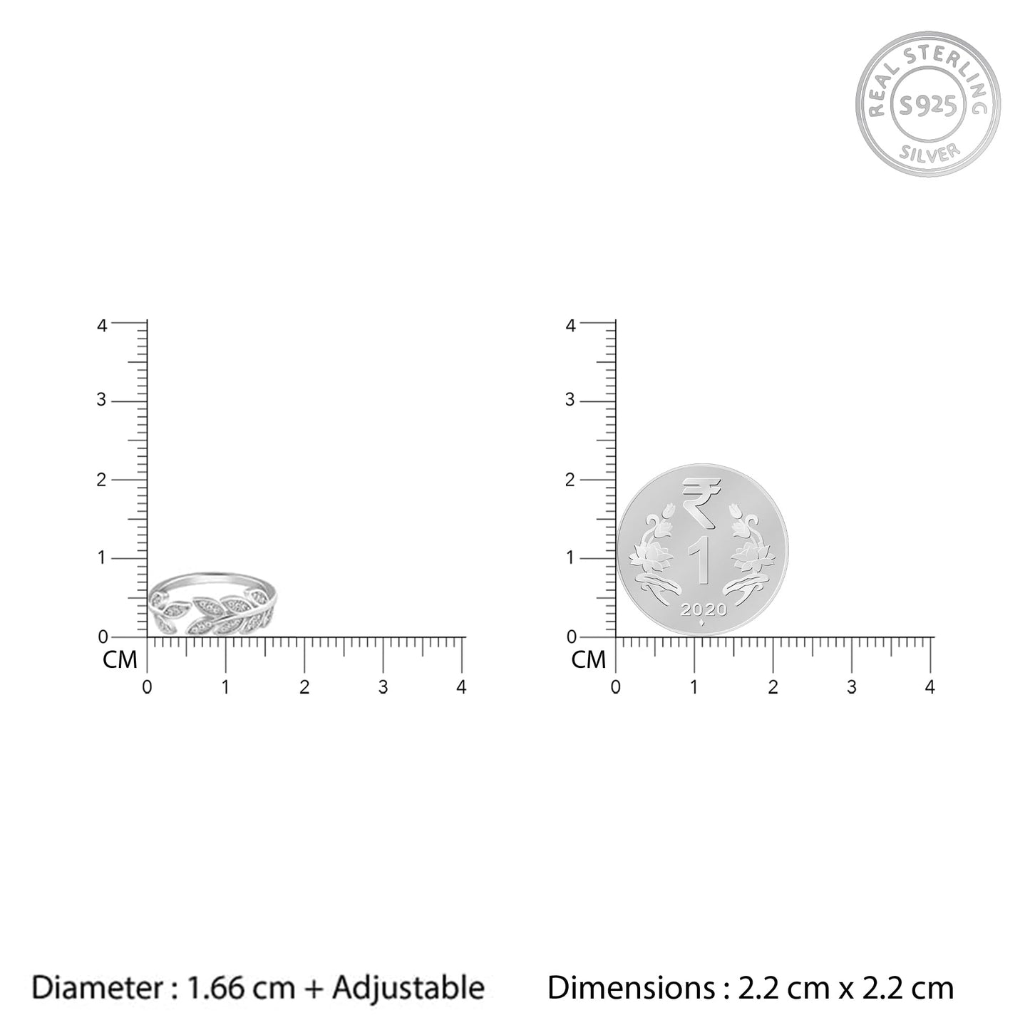 GIVA 925 Silver Anushka Sharma Zircon Leaf Ring, Adjustable | Valentine Gift for Girlfriend Wife Women & Girls | With Certificate of Authenticity and 925 Stamp | 6 Month Warranty*