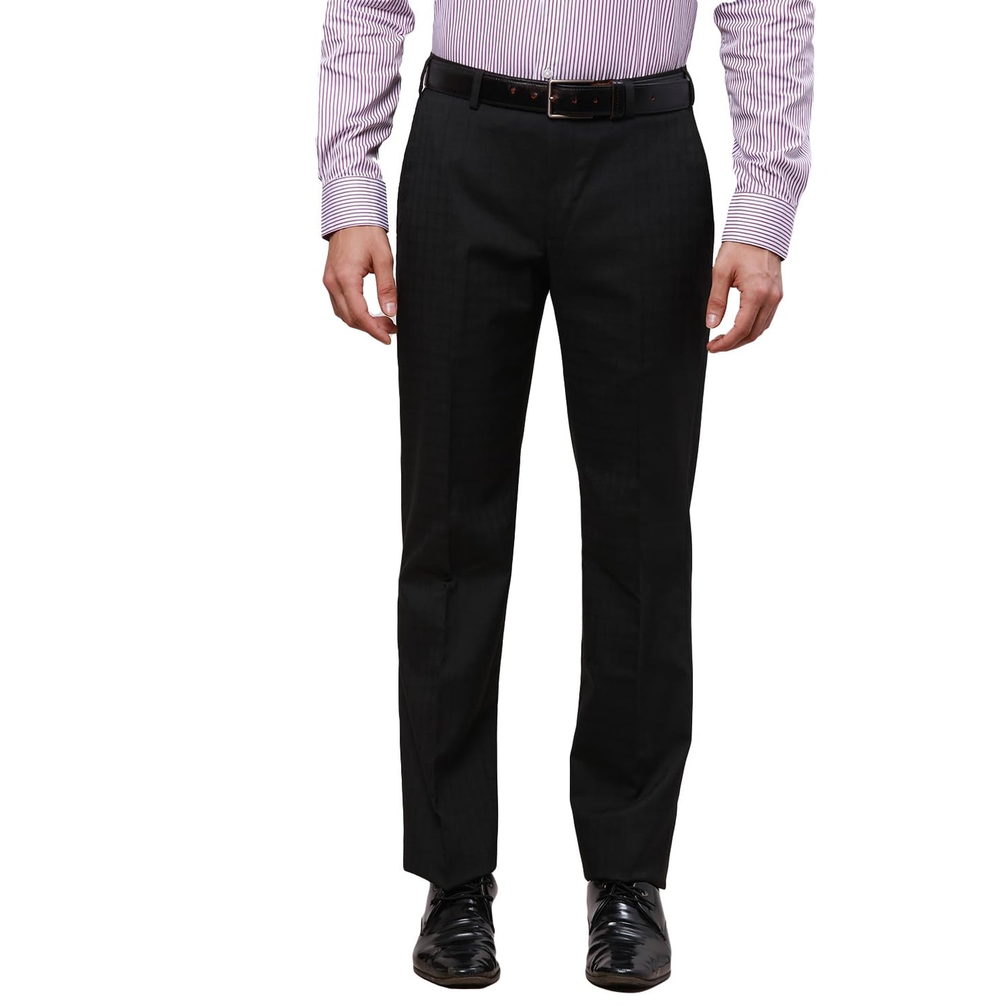Park Avenue Men's Smart Fit Mid Rise Casual Pants (PMTX07524-K9_Black, 32