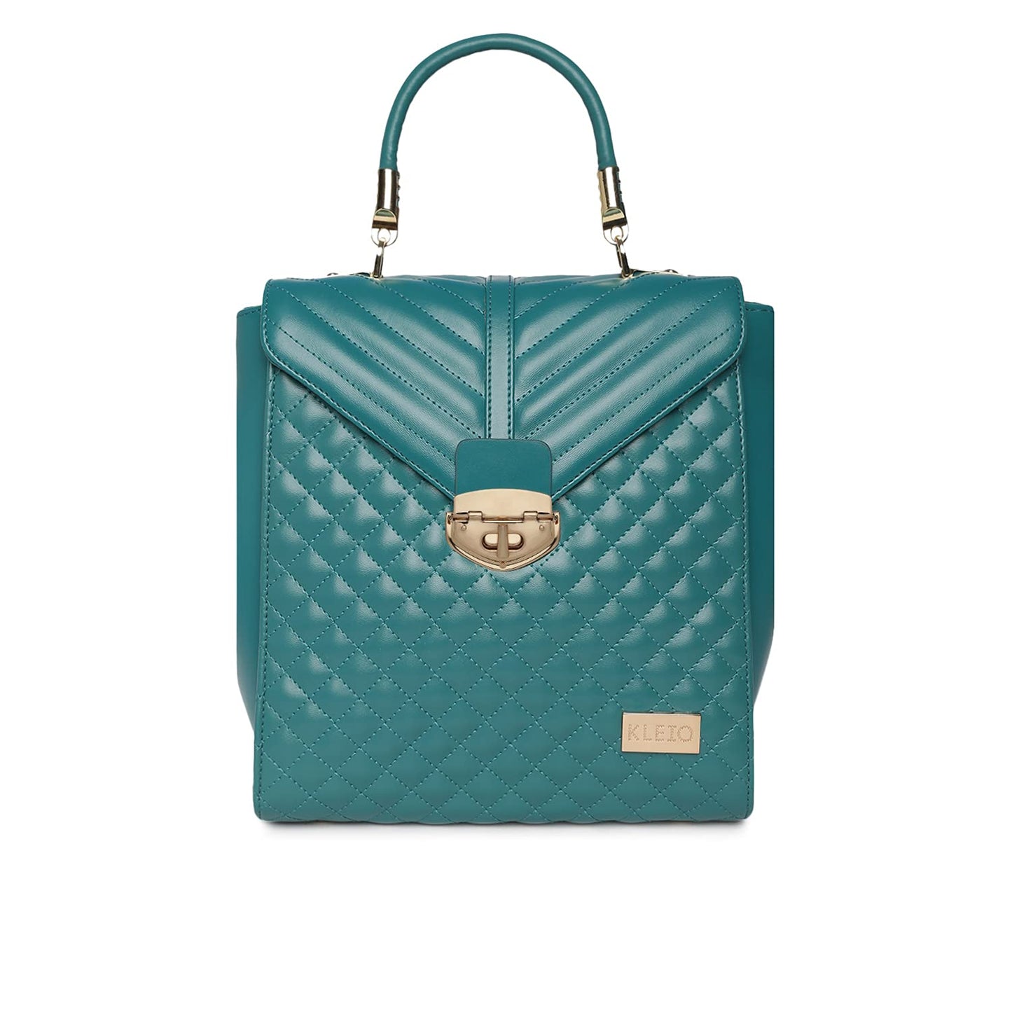 KLEIO Quilted Elegant Unisex Backpack (Olive Green) with Adjustable Shoulder Straps & Small Top Handle | Spacious Bag for Work with Flap and Button Closure & Small interior Pockets