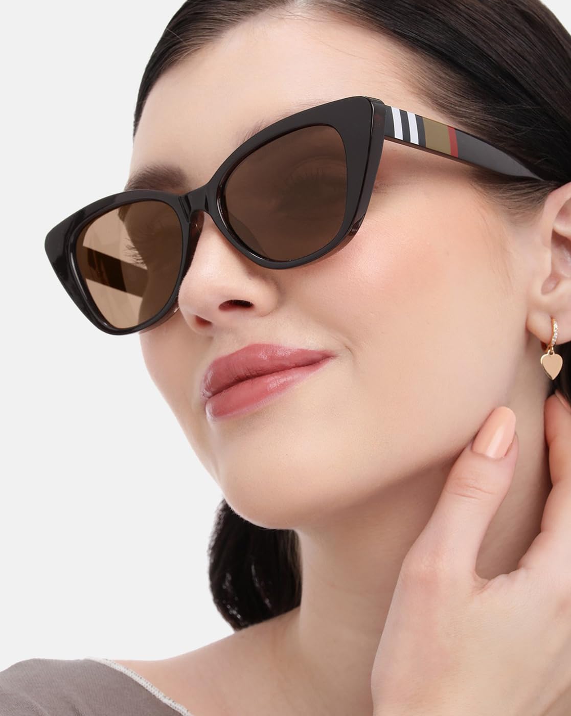 Brown Toned with Brown Polarised Lens Cat Eye Sunglass for women