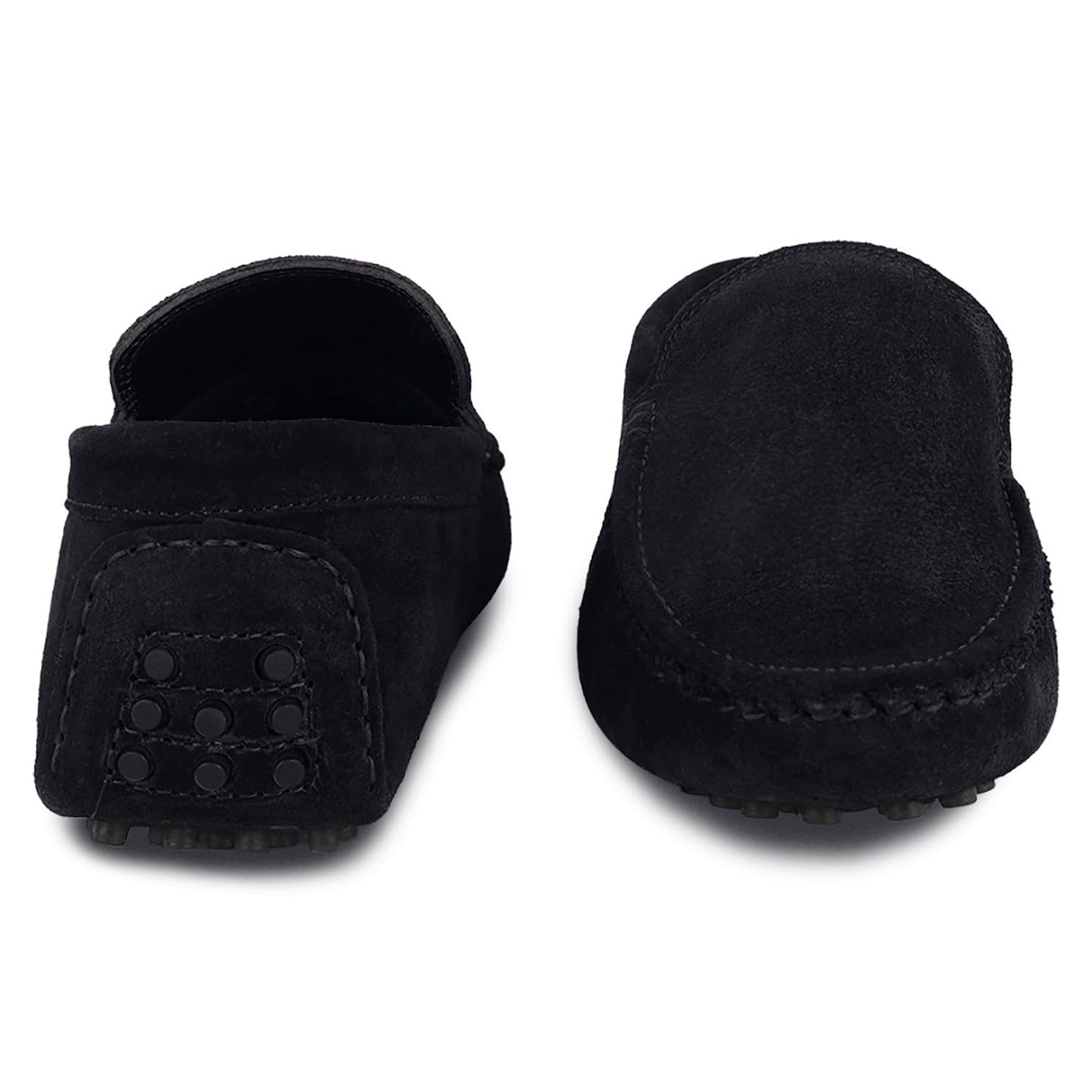 LOUIS STITCH Men's Obsidian Black Italian Suede Leather Driving Loafer Moccasins Casual Loafers for men (ITSUP-) (Size- 8 UK)