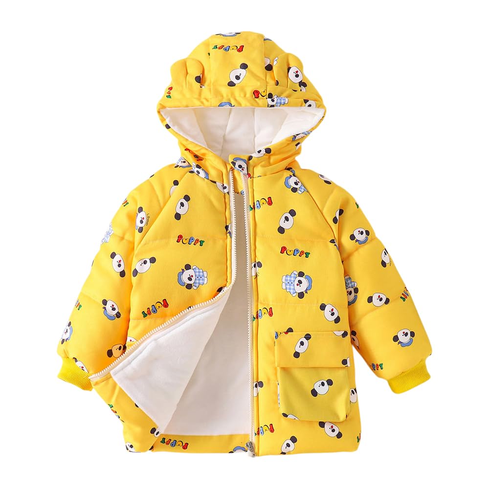 Hopscotch Girls Polyester Waist Length Jackets in Yellow Color For Ages (4-5 Years)