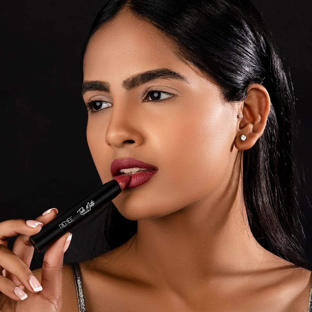 RENEE Talk Matte Crayon Lipstick - Mauve Melody, 4.5gm | Hydrating and Long-Lasting Matte Lip Color | Enriched with Vitamin E, Jojoba Oil & Cocoa Butter