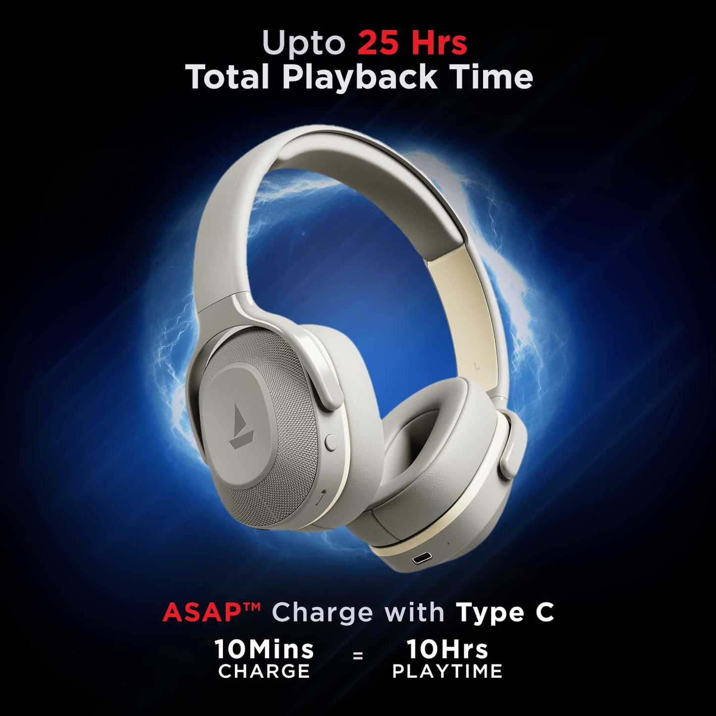 boAt Rockerz 425 Bluetooth Wireless On Ear Headphones Signature Sound, Enx Tech, ASAP Charge, 25H Playtime, Bluetooth V5.2, Dual Pairing with Mic (Ash Grey)