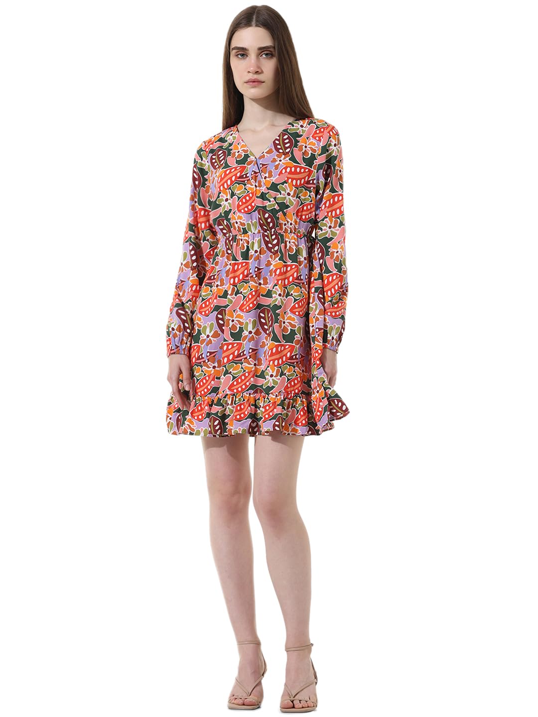 ONLY Women Printed Viscose Above Knee Pink A-line Dress