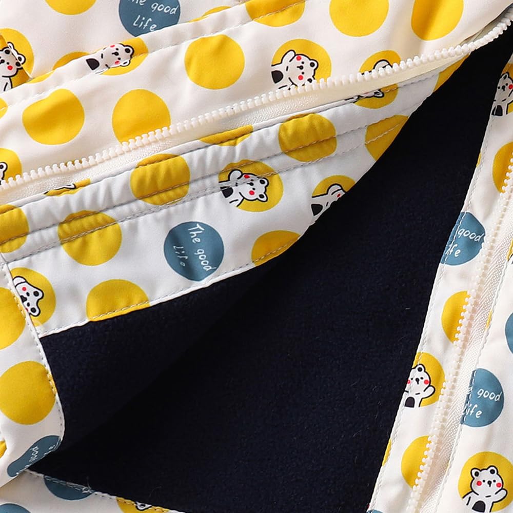 Hopscotch Girls Polyester Waist Length Jackets in Yellow Color For Ages (6-7 Years)