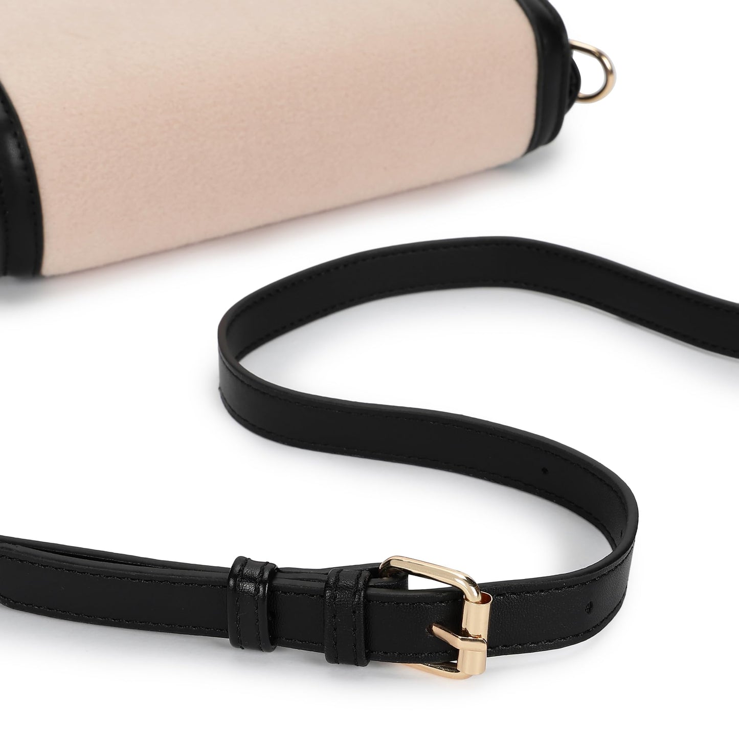 Fastrack Sherpa-Panel Sling Bag for Women | Faux Leather Crossbody with Zipper Closure, Gold Hardware and Detachable Strap | Compact Textured Bag for Casual and Evening Outfits