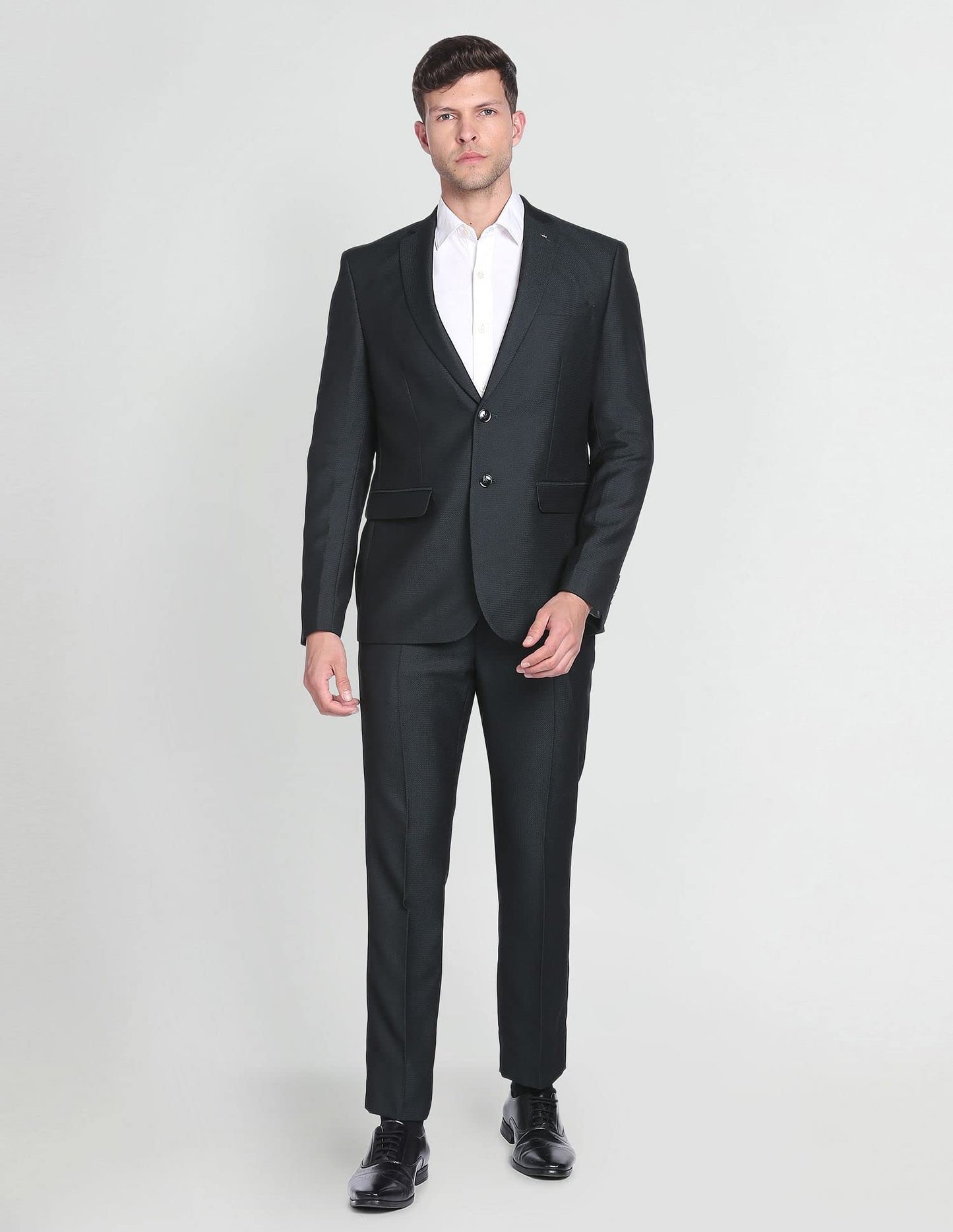 Arrow Men's Cotton Single Breasted Suits (ARAFSU5570_Green